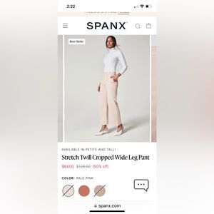 Spanx stretch twill cropped wide leg pant